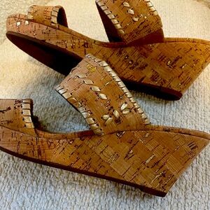 Jack Rogers cork wedge sandals with light gold accent - size 9US